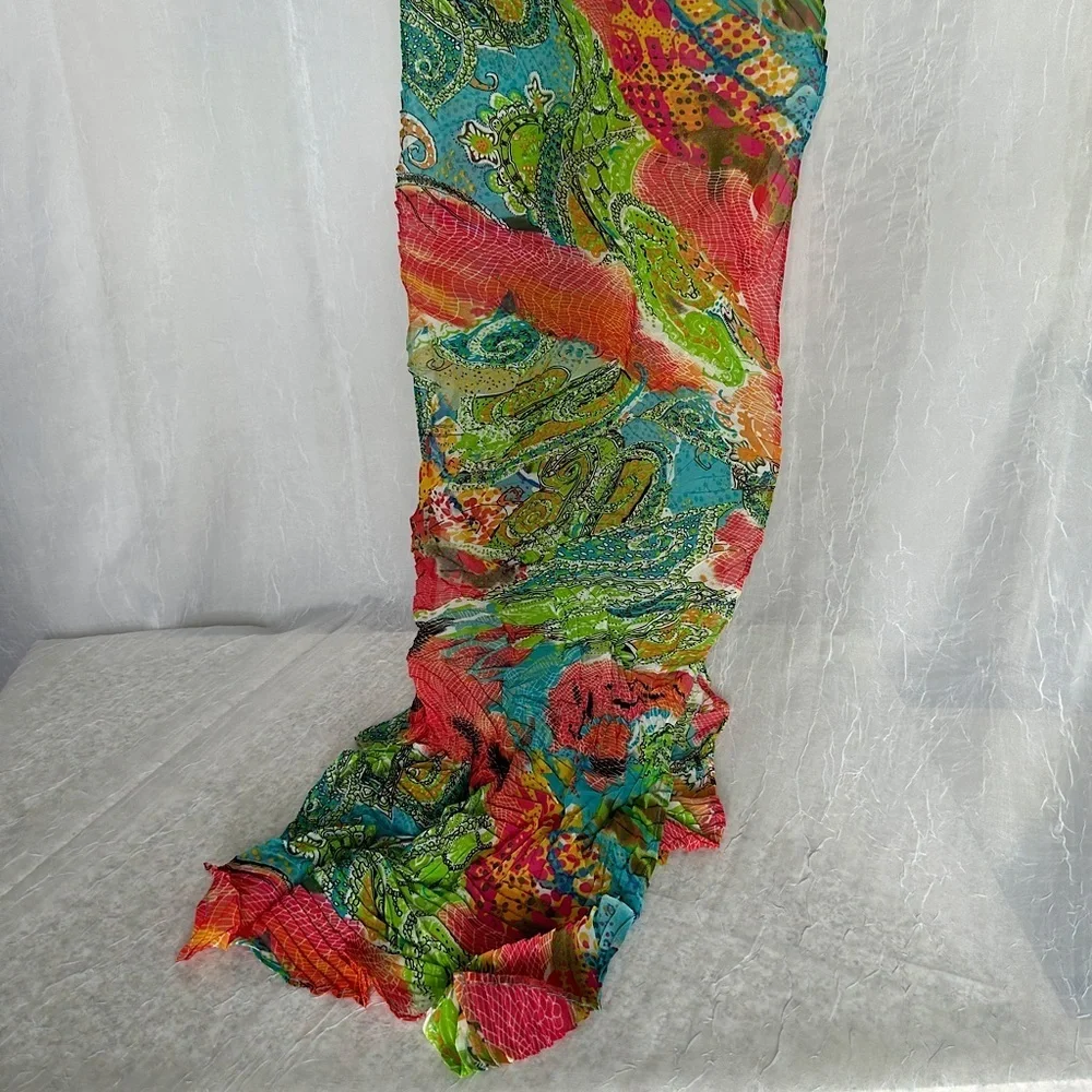 3/$20 💥 Colorful Lightweight Scarf Wrap Shawl Abstract Paisley Micro‎ Pleated